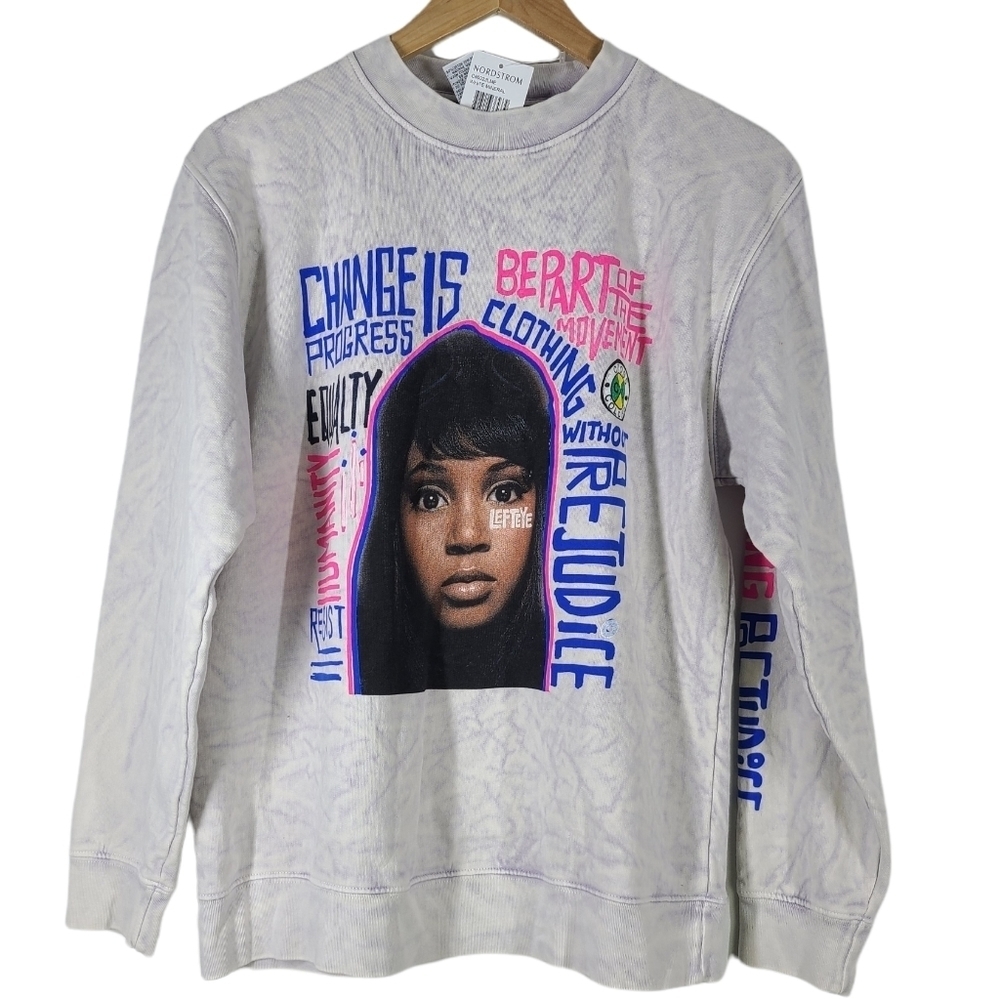 CROSS COLOURS‎ Left Eye Message Long Sleeve Cotton Blend Graphic Sweatshirt